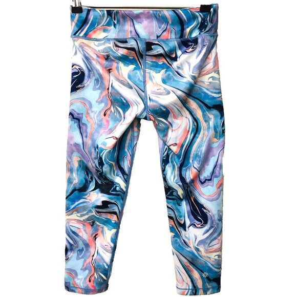 Athleta Girl High Rise Chit Chat Capri Leggings Girls XL 14 Abstract Tie Dye - Picture 3 of 7